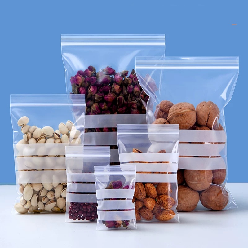 Food Snacks Label - 200 adet şeffaf PE yazılı kilitli