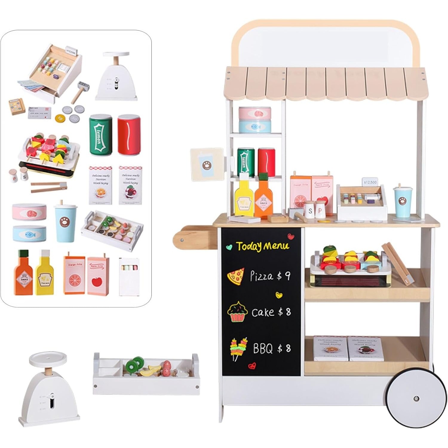 Food Grocery Snacks - Ahşap Atıştırmalık Dükkanı Oyun Seti Çocuklar